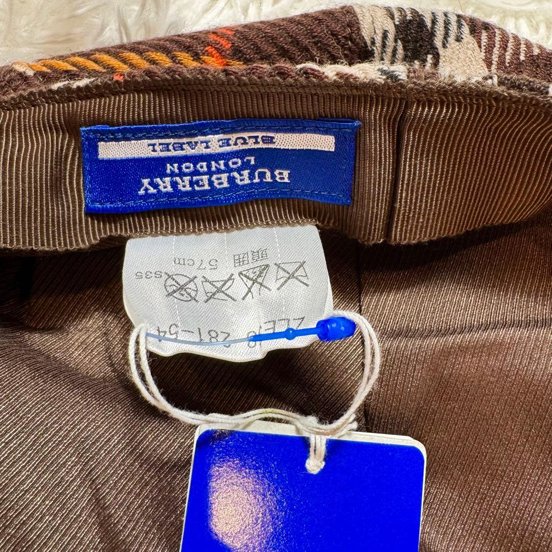 未使用タグ付き バーバリーブルーレーベル ノバチェック柄 ハンチング ベレー帽