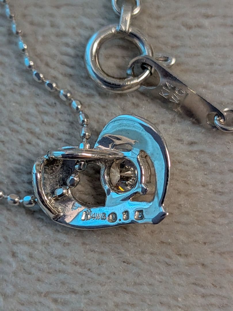 K14WG ハート型 ネックレス