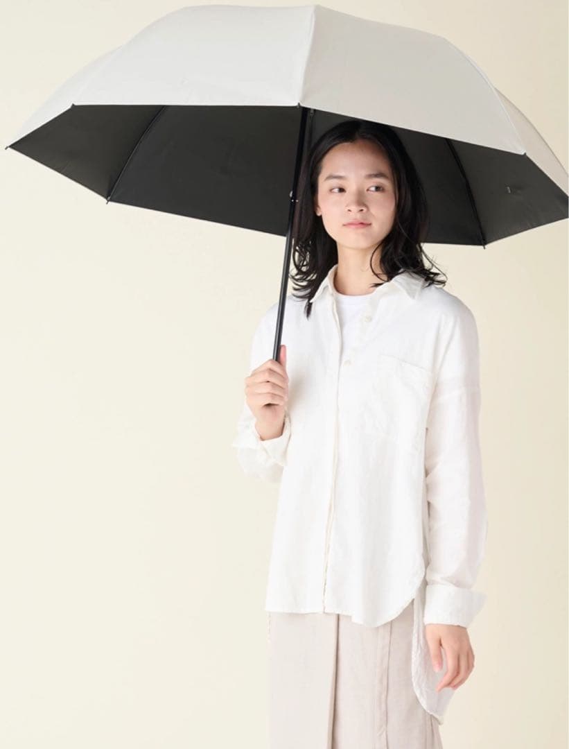 サンバリア100折りたたみ日傘 2段折 大判 / mokuアイボリー