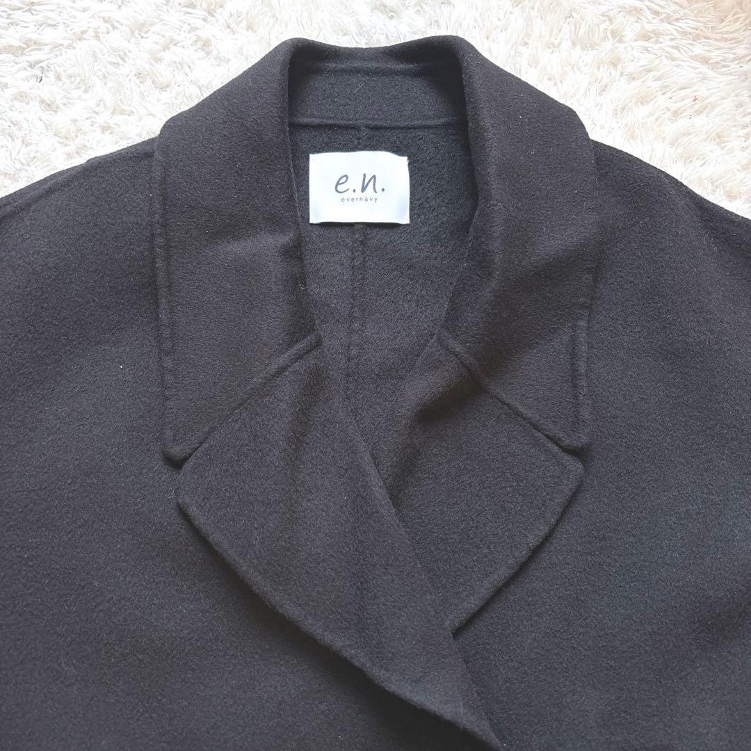 10%off中♡evernavy リバーPコート ダブルブレスト M 黒　極美品