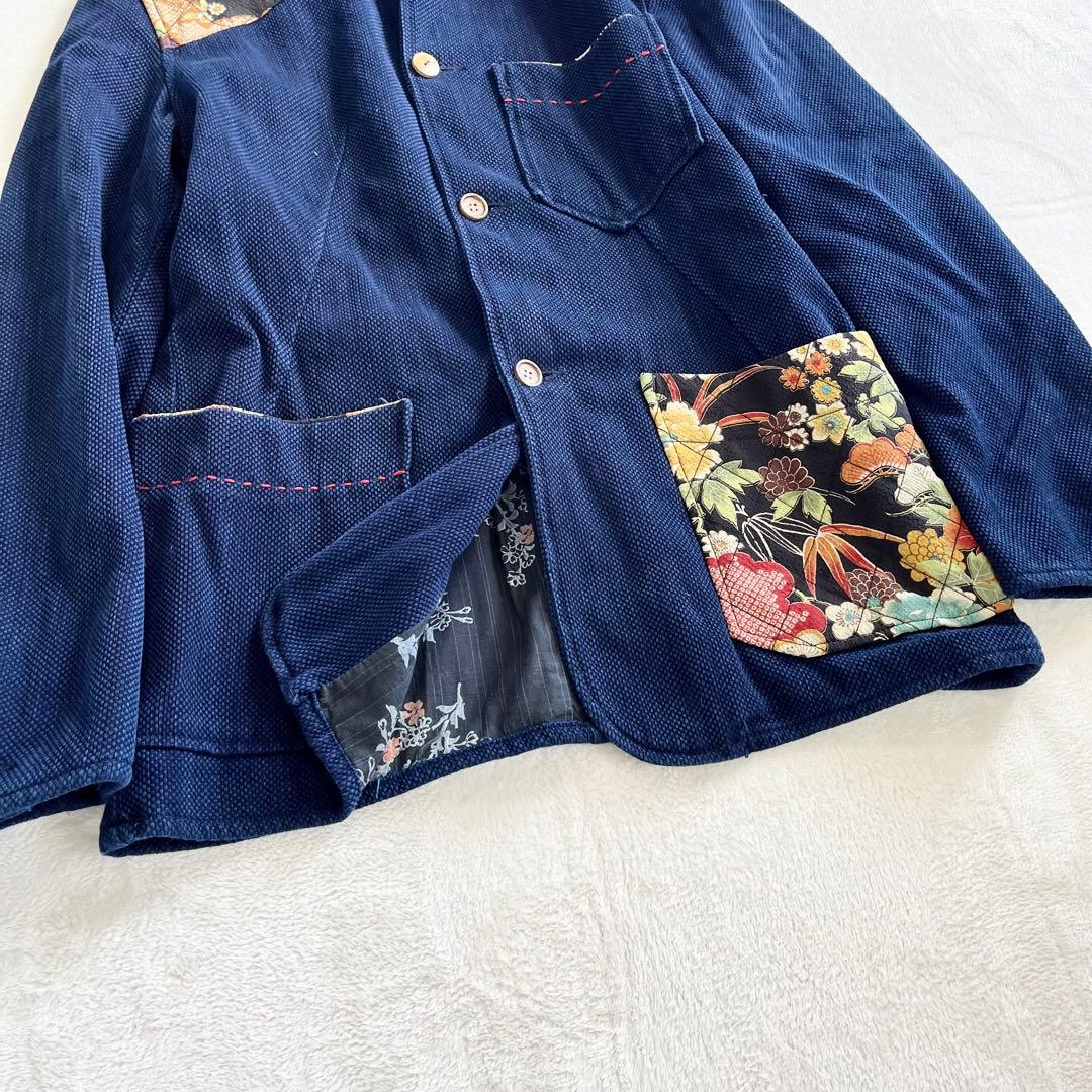 ポケまるこBLUE TRICK カバーオール ジャケット 濃紺 刺し子