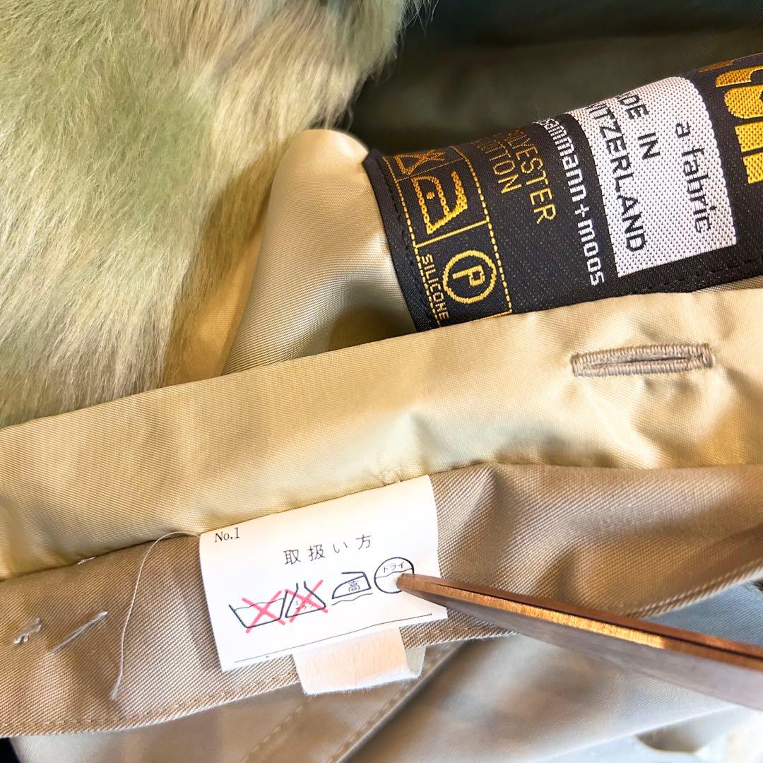 【本毛皮✨️リアルファー】 希少カラー 緑ROTINY トレンチコー フォックス