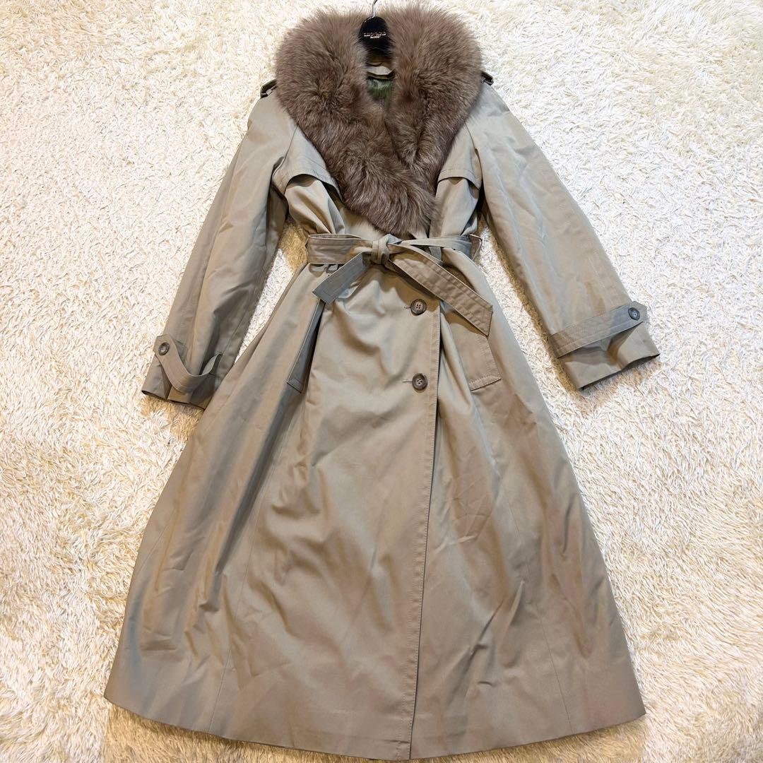 【本毛皮✨️リアルファー】 希少カラー 緑ROTINY トレンチコー フォックス