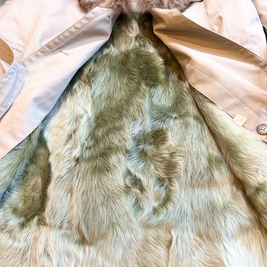 【本毛皮✨️リアルファー】 希少カラー 緑ROTINY トレンチコー フォックス