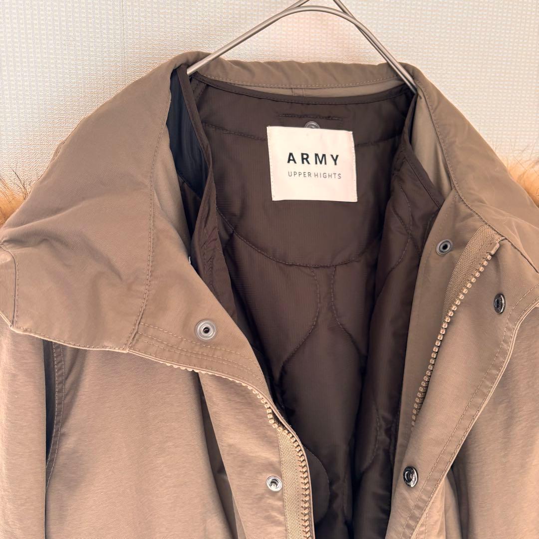 UPPER HIGHTS ベージュ ファー付きモッズコート　S