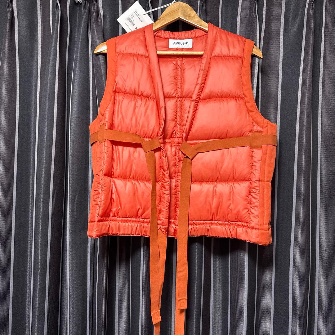 【新品タグ付】AMBUSH キモノ 中綿ベスト オレンジ 定価5.5万 サイズ3