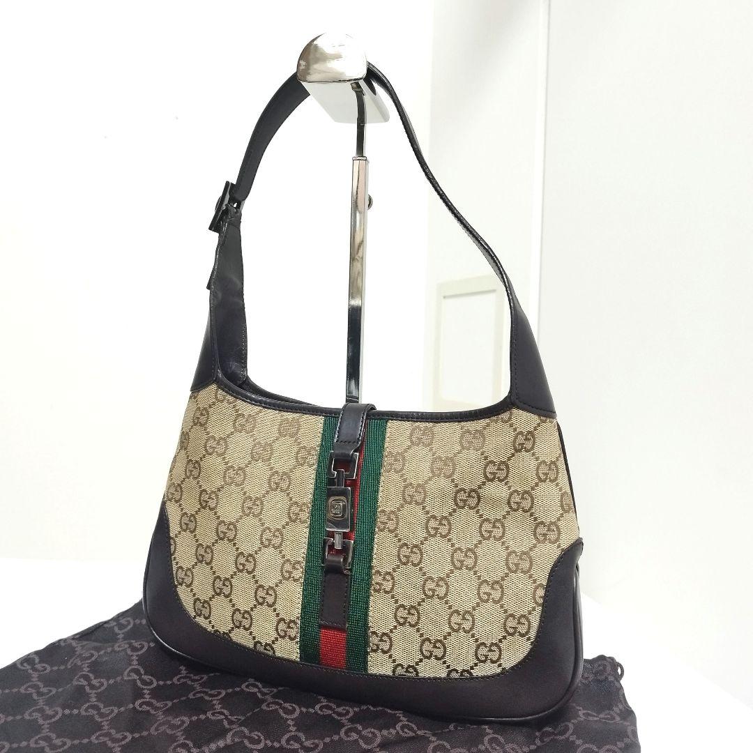 美品☆　グッチ　ジャッキー　シェリー　ワンショルダーバッグ　ミニ　GGキャンバス