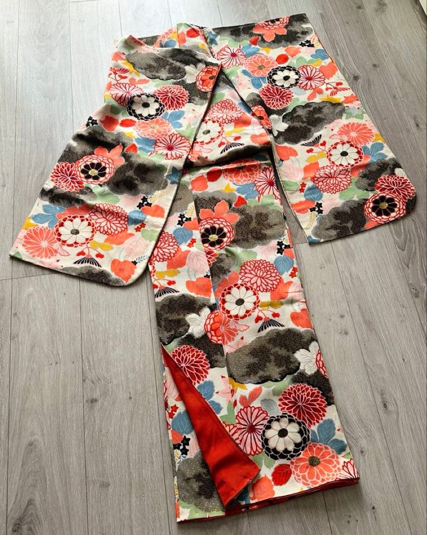 アンティーク着物 大正ロマン 万寿菊柄 十三参り ハーフ成人式