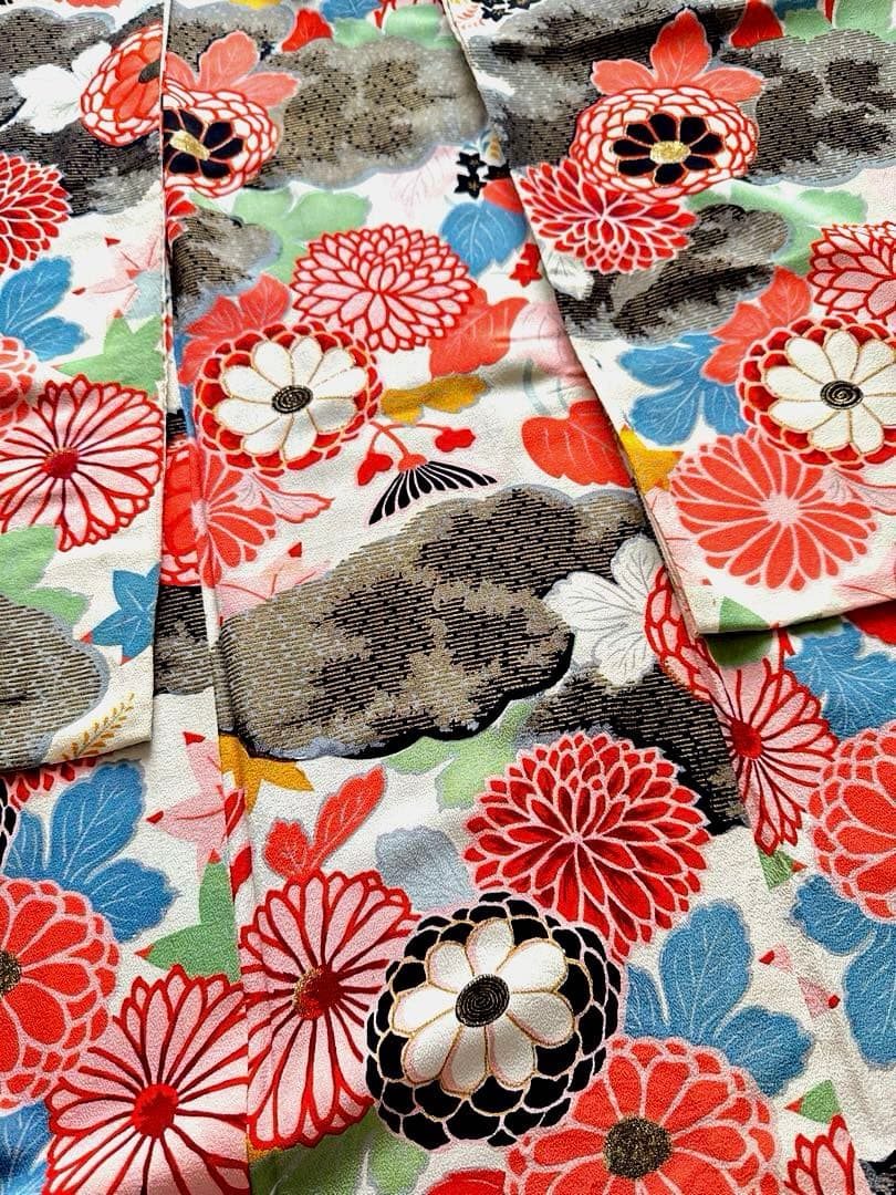 アンティーク着物 大正ロマン 万寿菊柄 十三参り ハーフ成人式