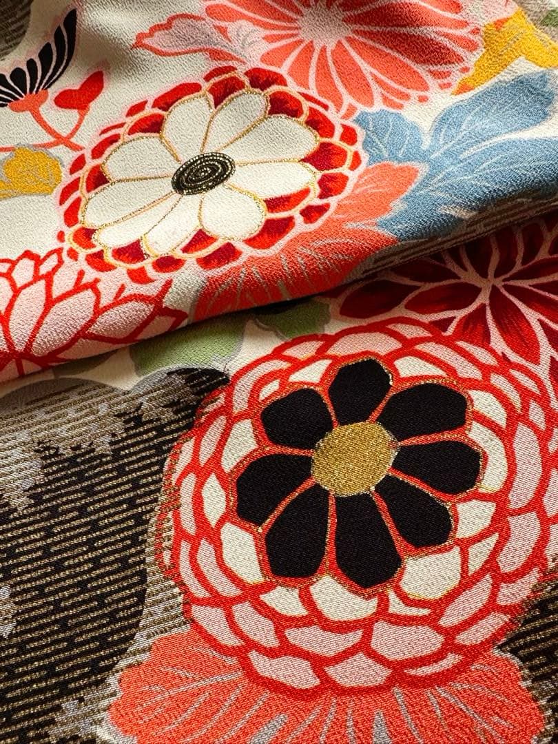 アンティーク着物 大正ロマン 万寿菊柄 十三参り ハーフ成人式