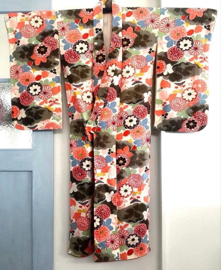 アンティーク着物 大正ロマン 万寿菊柄 十三参り ハーフ成人式