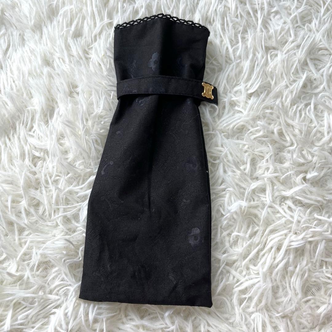 ほぼ未使用✨セリーヌ　折りたたみ傘　晴雨兼用パラソル日傘マカダム花柄刺繍カバー付