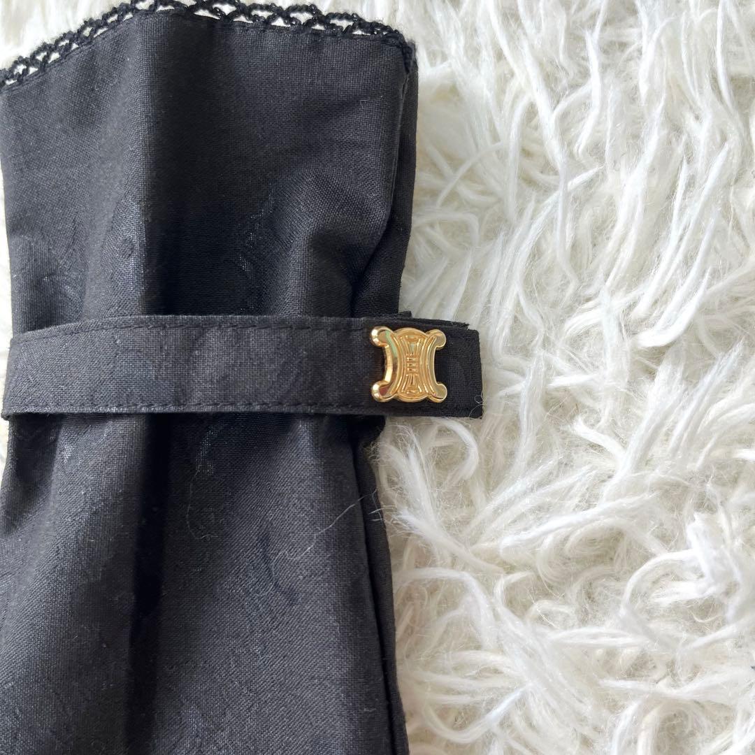 ほぼ未使用✨セリーヌ　折りたたみ傘　晴雨兼用パラソル日傘マカダム花柄刺繍カバー付