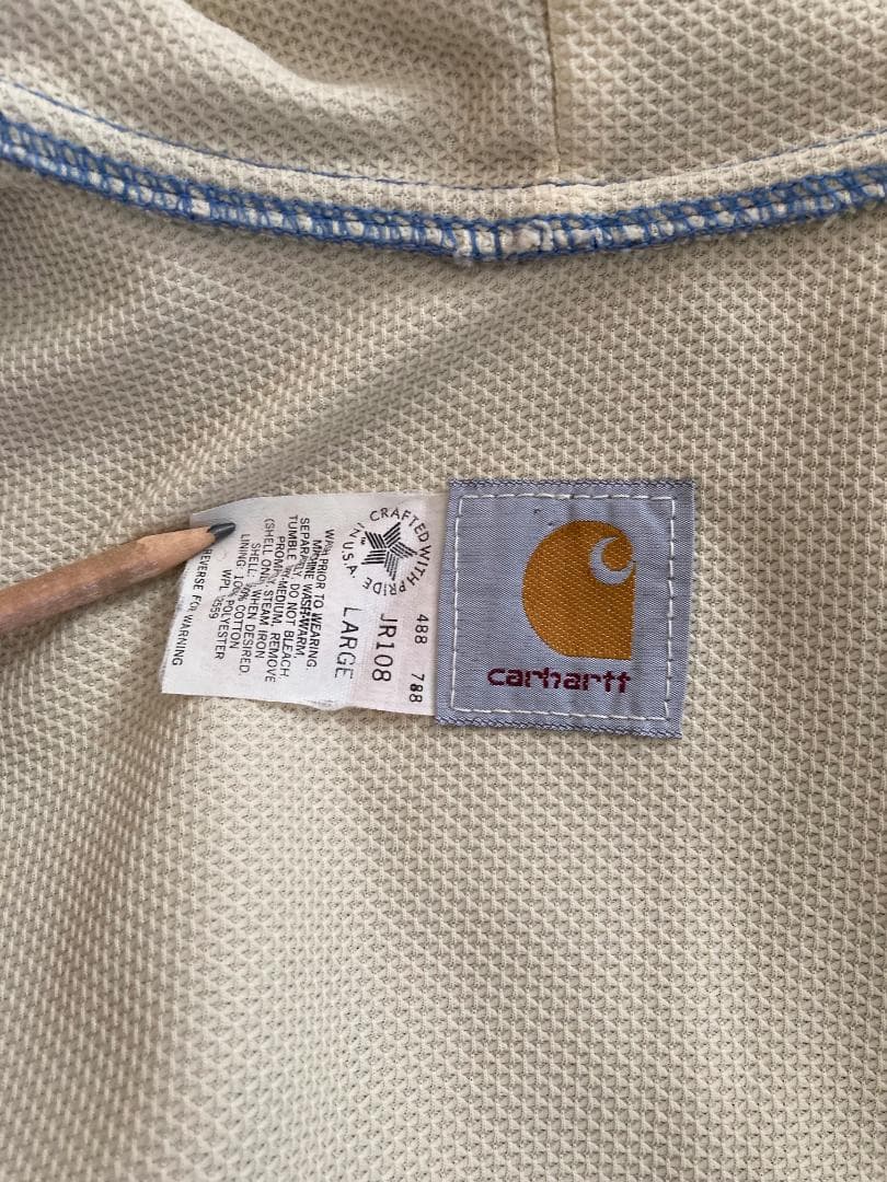 古着 carharttカーハート 90sダック地パーカー JR108 L 水色