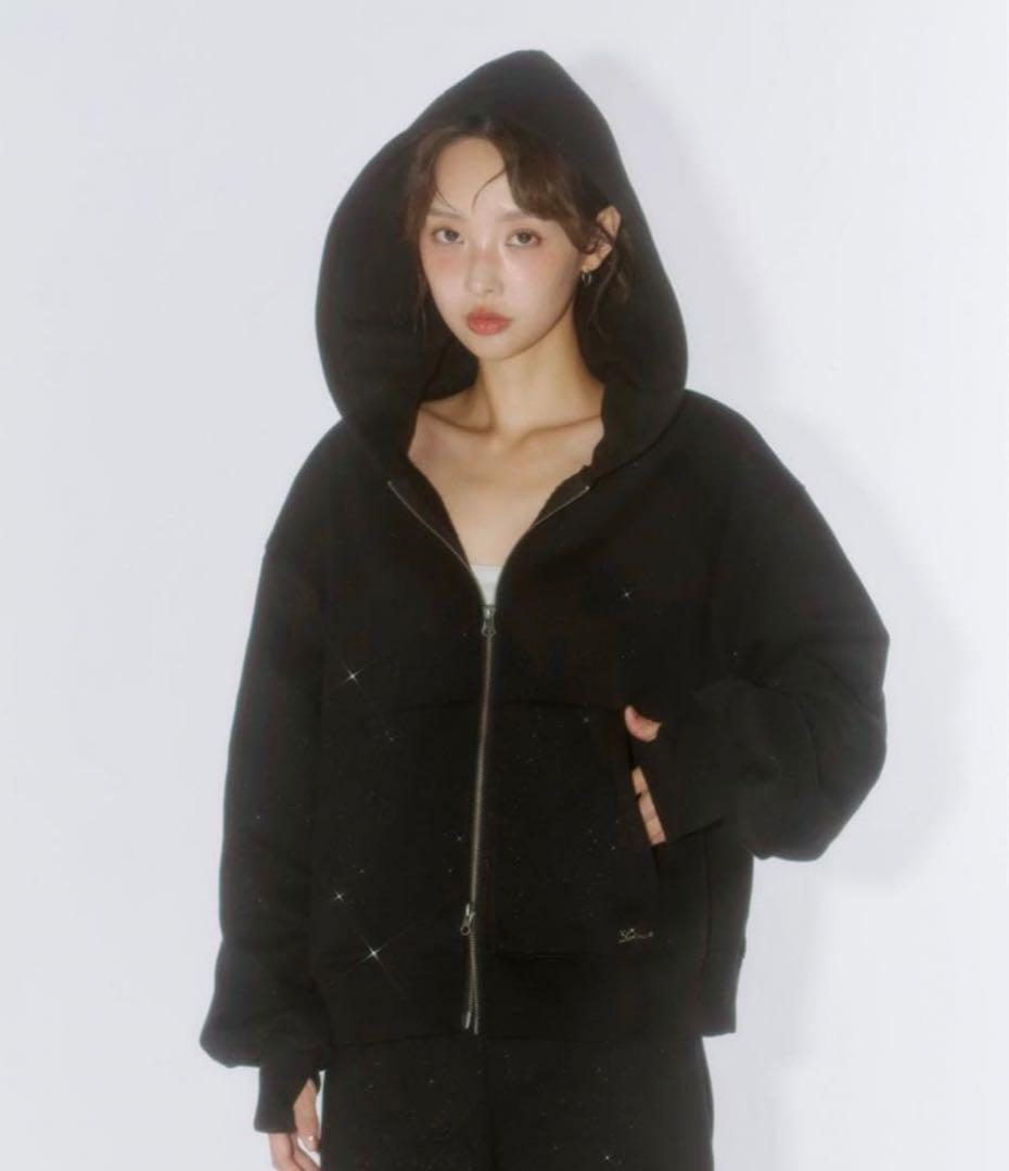 Lallana ラメココジップアップフーディー