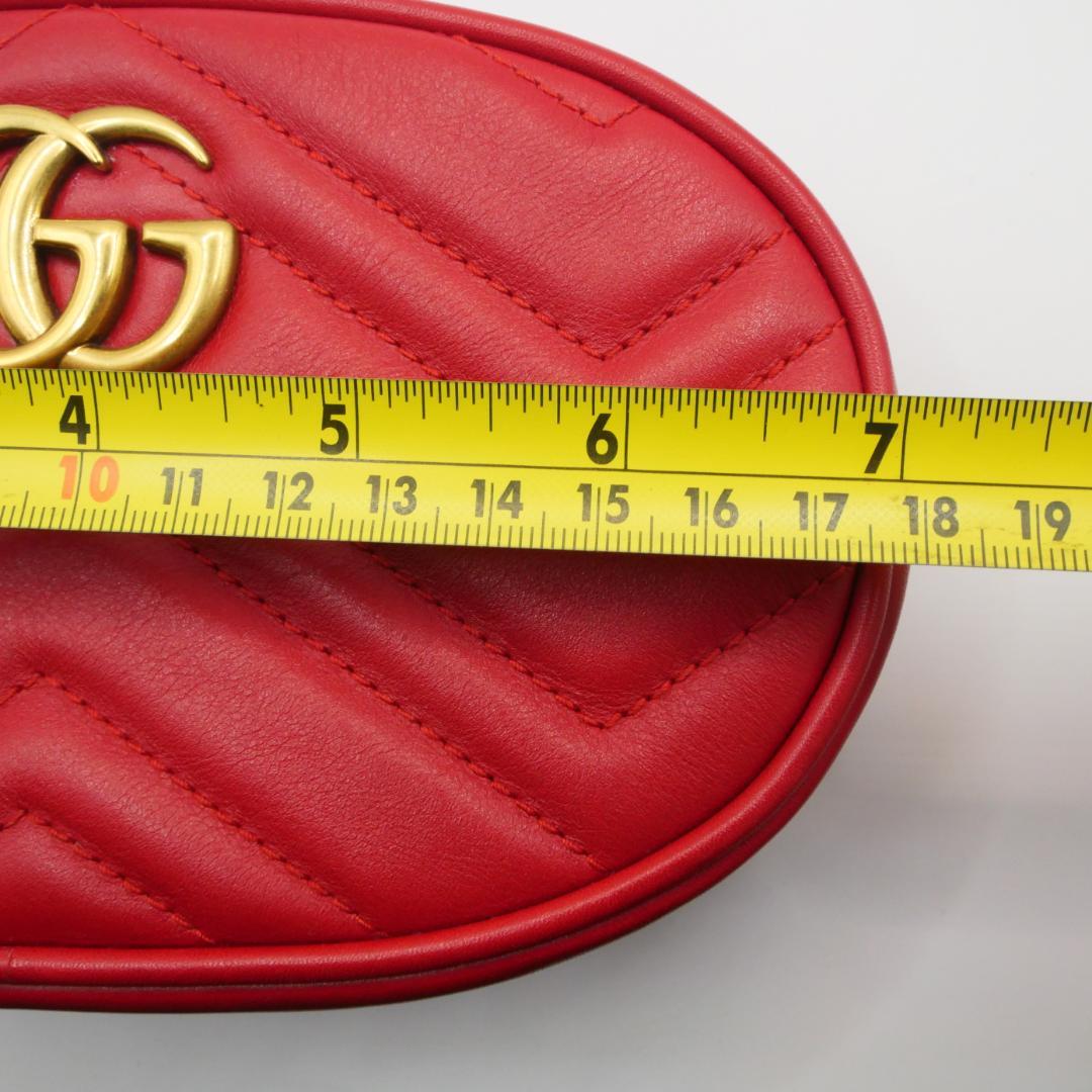 【美品】GUCCI GGマーモント　ボディバッグ　ウエストバッグ　レザー　レッド