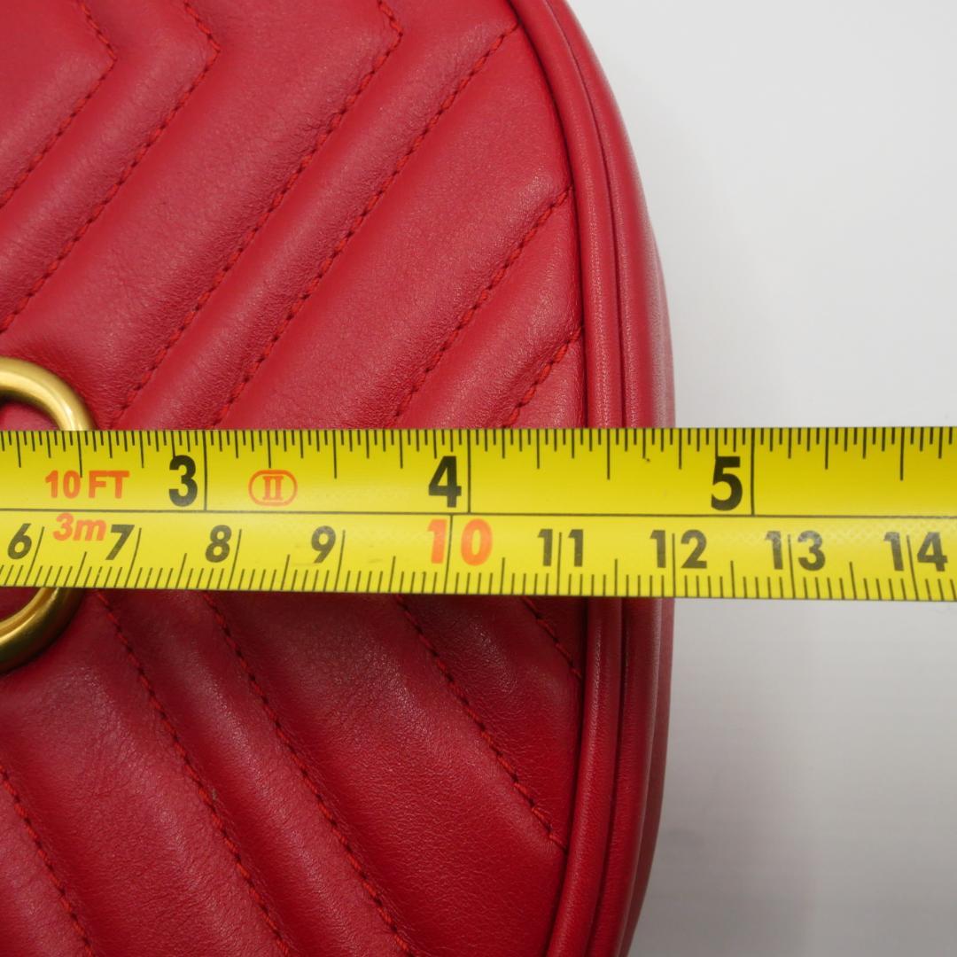 【美品】GUCCI GGマーモント　ボディバッグ　ウエストバッグ　レザー　レッド