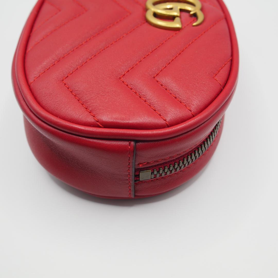 【美品】GUCCI GGマーモント　ボディバッグ　ウエストバッグ　レザー　レッド