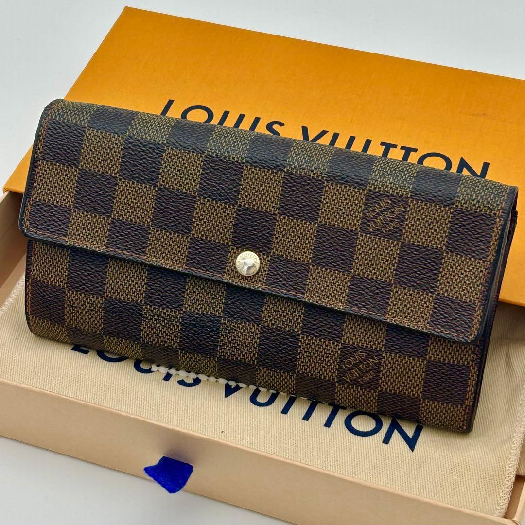 ルイ ヴィトン ポルトフォイユ サラ ダミエ　エベヌ 長財布 10枚 カード
