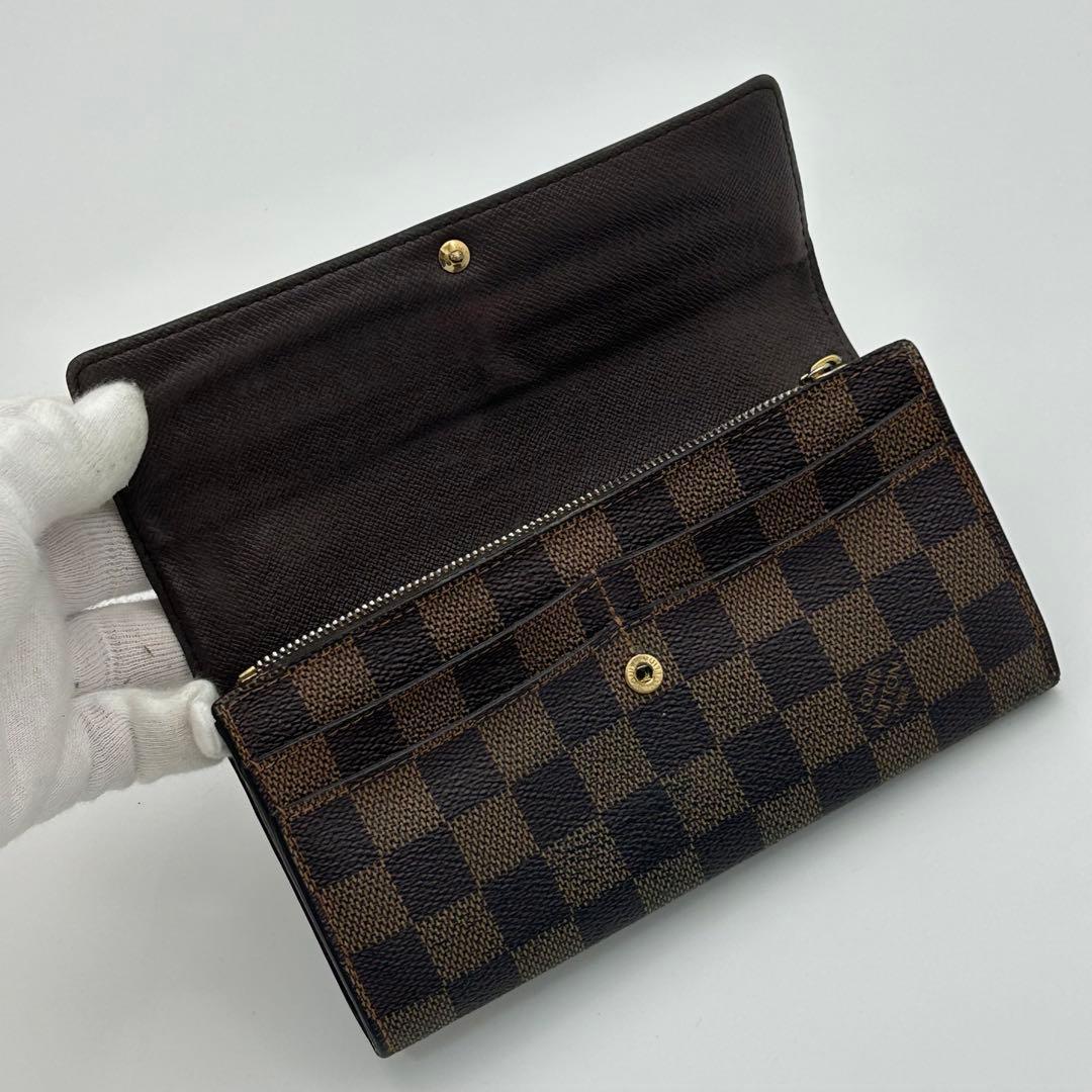 ルイ ヴィトン ポルトフォイユ サラ ダミエ　エベヌ 長財布 10枚 カード