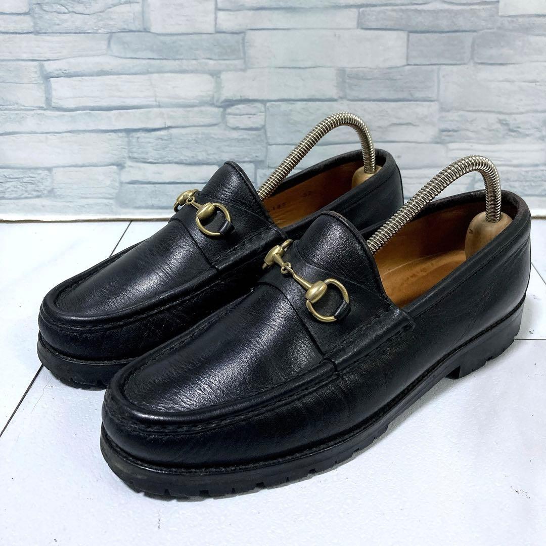 GUCCI グッチ ホースビットローファー 本革 コマンドソール 黒 金色 37