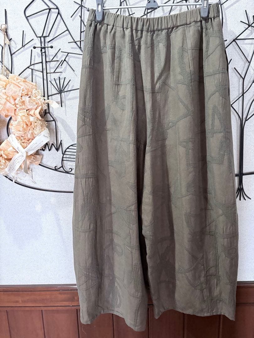 たまてばこ２点おまとめ慈雨オリーブグリーン シワ加工 パンツ+グレーベスト