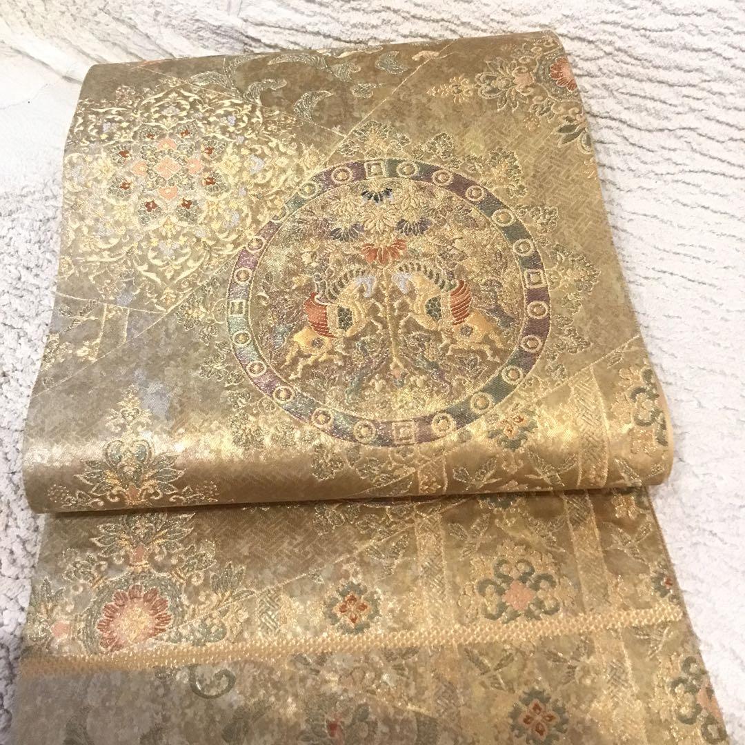 袋帯　結婚式　成人式　豪華金　正絹　訪問着　振袖　お正月　着物　鳳凰　ペガサス