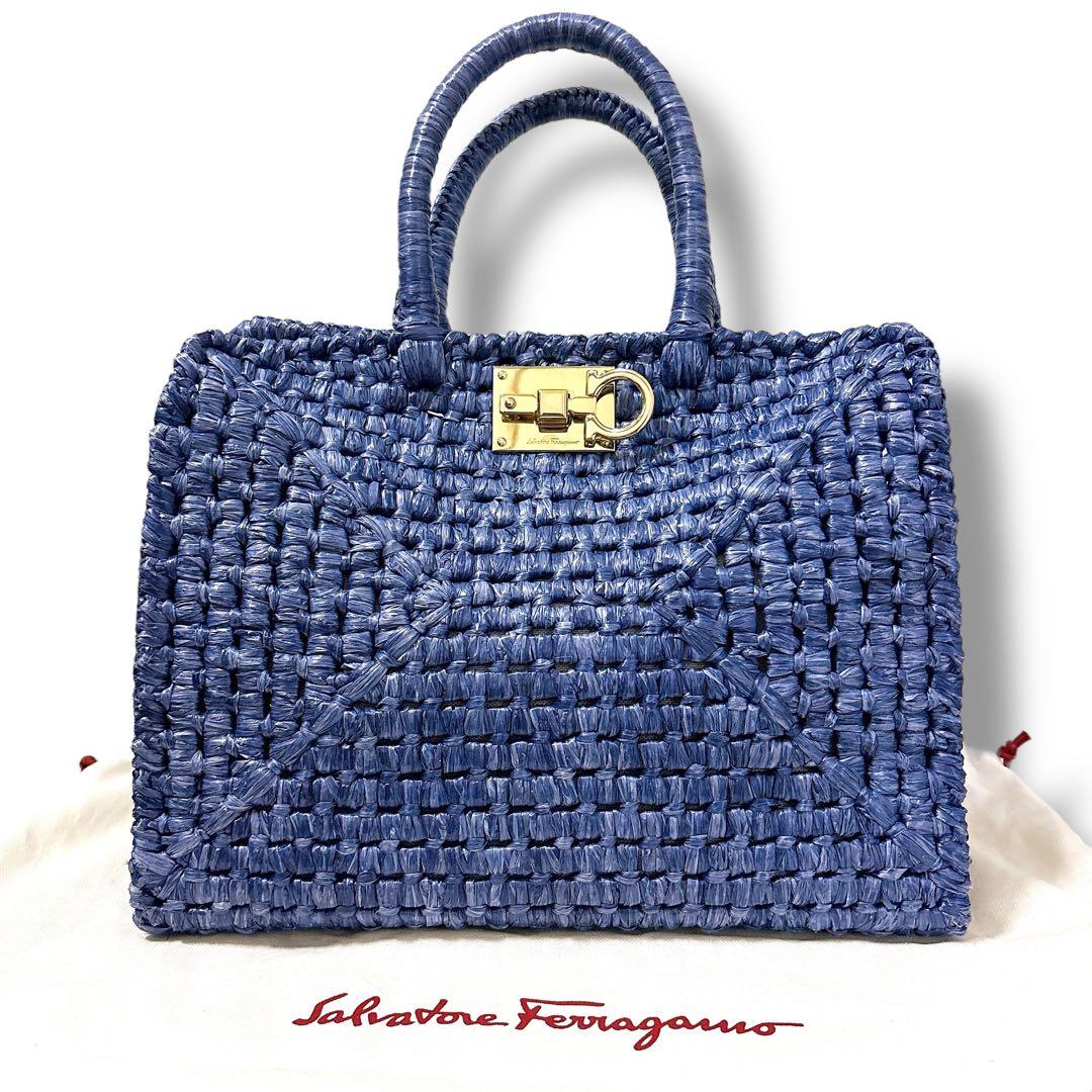 極美品 フェラガモ ハンドバッグ スタジオボックスバッグ カゴバッグ ガンチーニ