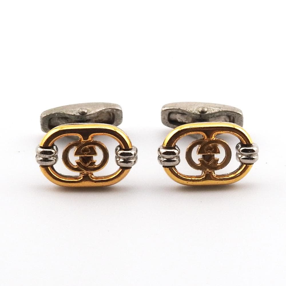 グッチ カフス　ネクタイピン Gロゴ メッキ シルバー/ゴールド ヴィンテージ