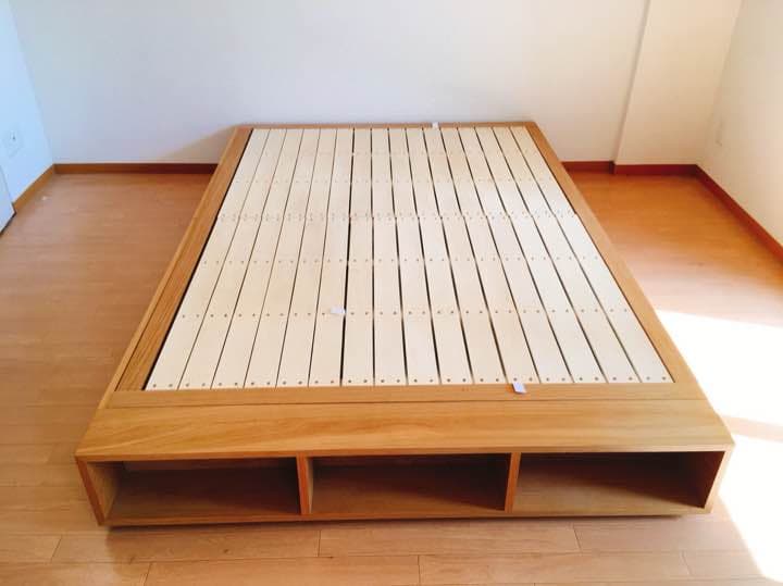 ［無印 収納ベッド ダブル 追加台付 オーク材