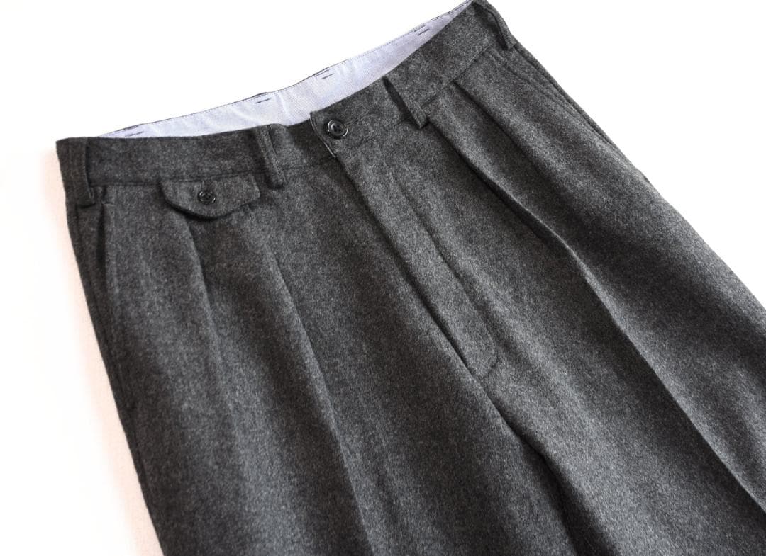 百名品！BEAMS PLUS　ウールフランネル・2プリーツスラックスパンツL