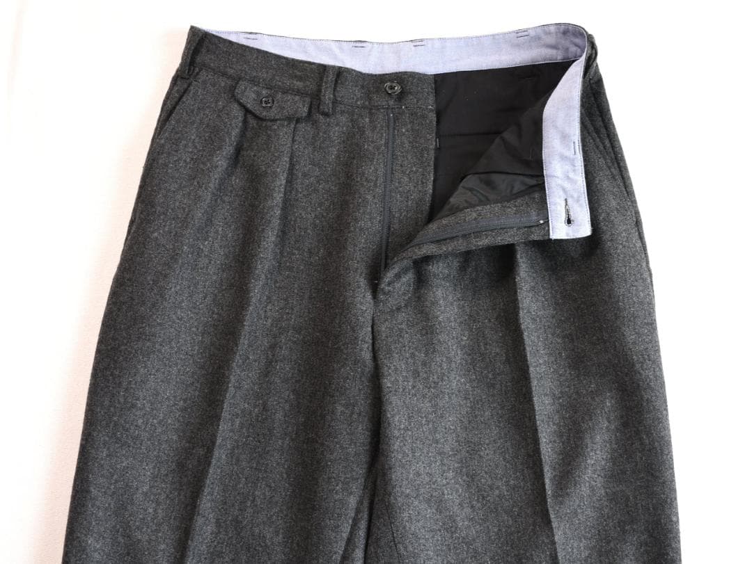 百名品！BEAMS PLUS　ウールフランネル・2プリーツスラックスパンツL