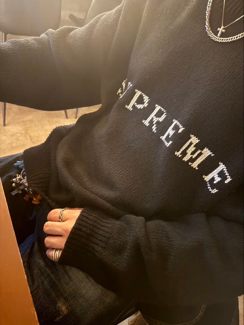 SUPREME ブラック ニットセーター サイズXL