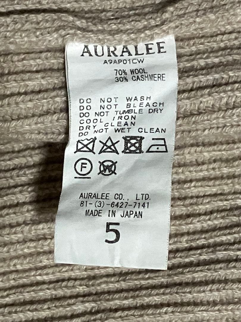 トップス AURALEE CASHMERE WOOL RIB KNIT BIG P/O 5