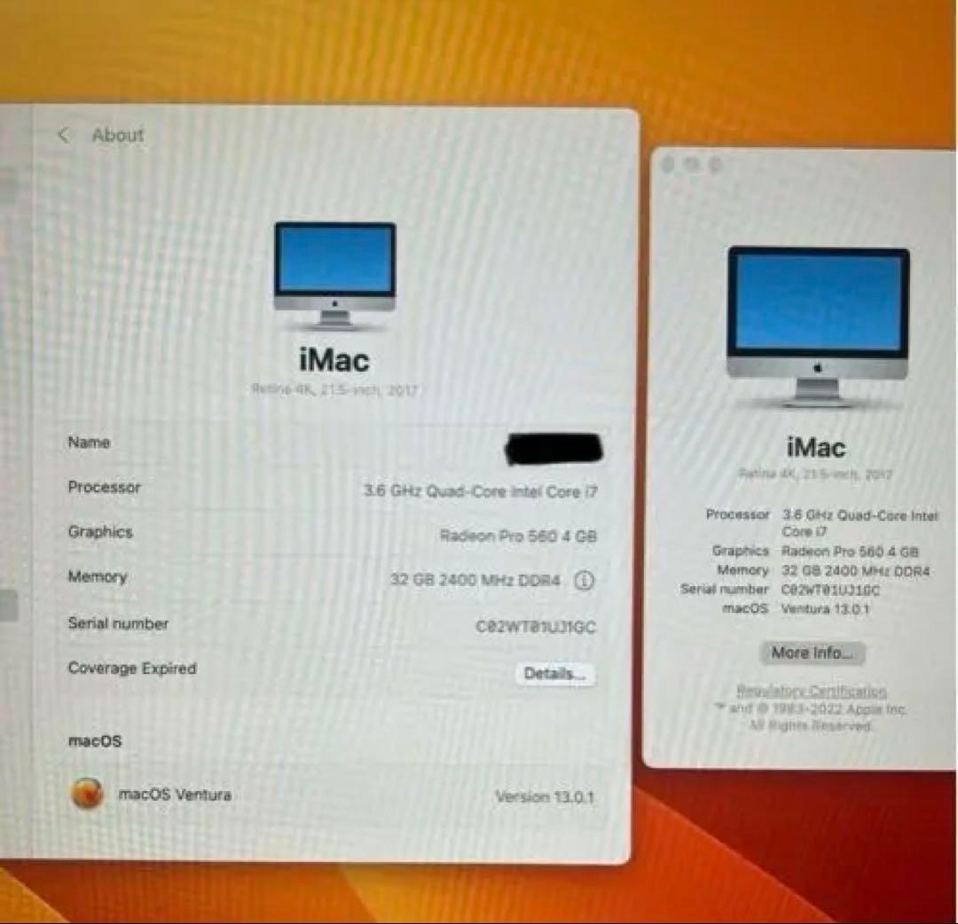 【最終価格】 iMac 21.5in Retina 4K 32GB 1TBSSD