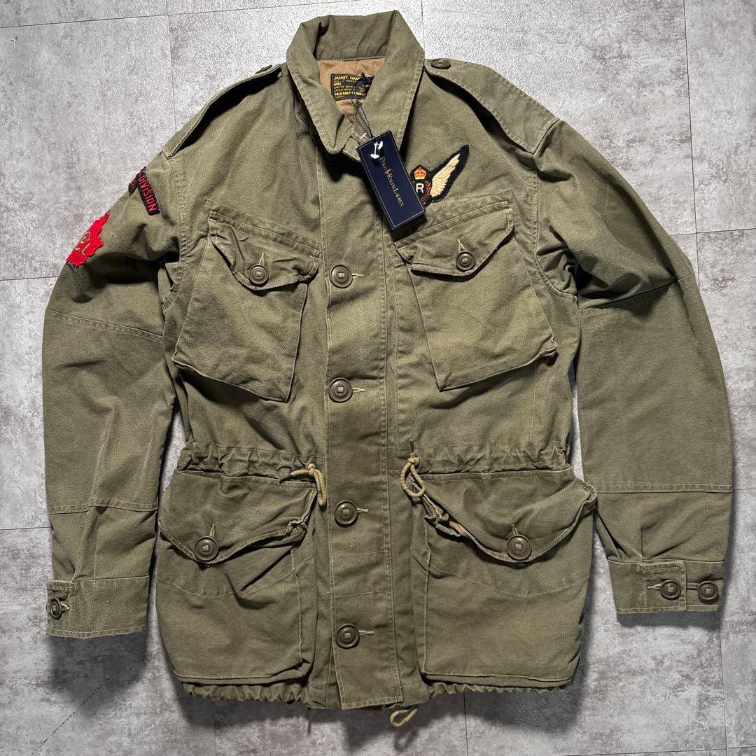 名作　ラルフローレン　コンバットジャケットミリタリー M65 ごま塩 ワッペン