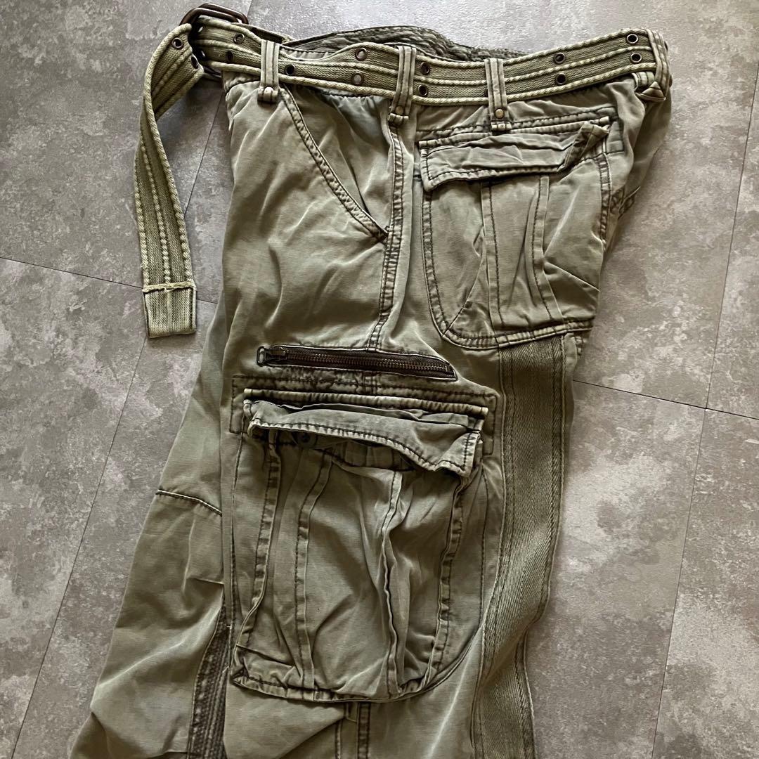avirex hem zip flared cargo pantsベルト付Y2K