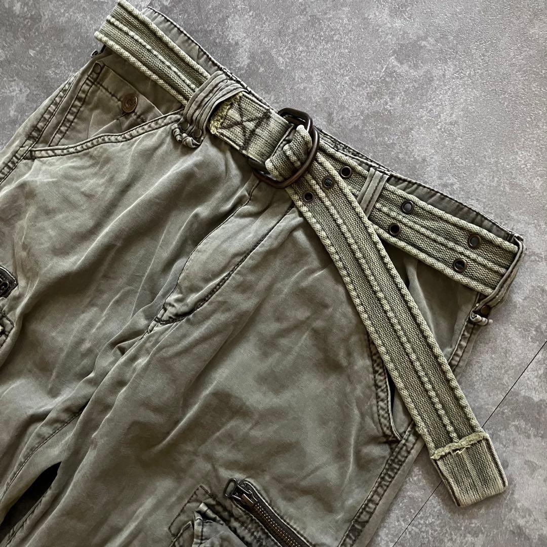 avirex hem zip flared cargo pantsベルト付Y2K