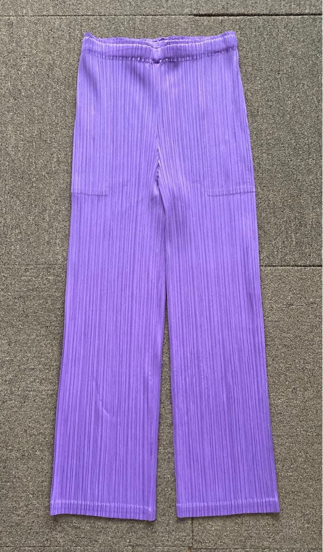 PLEATS PLEASEプリーツプリーズ中太パンツ紫