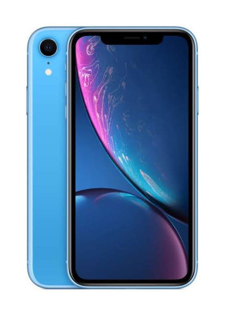 iPhone XR ブルー 本体 256GB 付属品付 予備充電器、保護フィルム