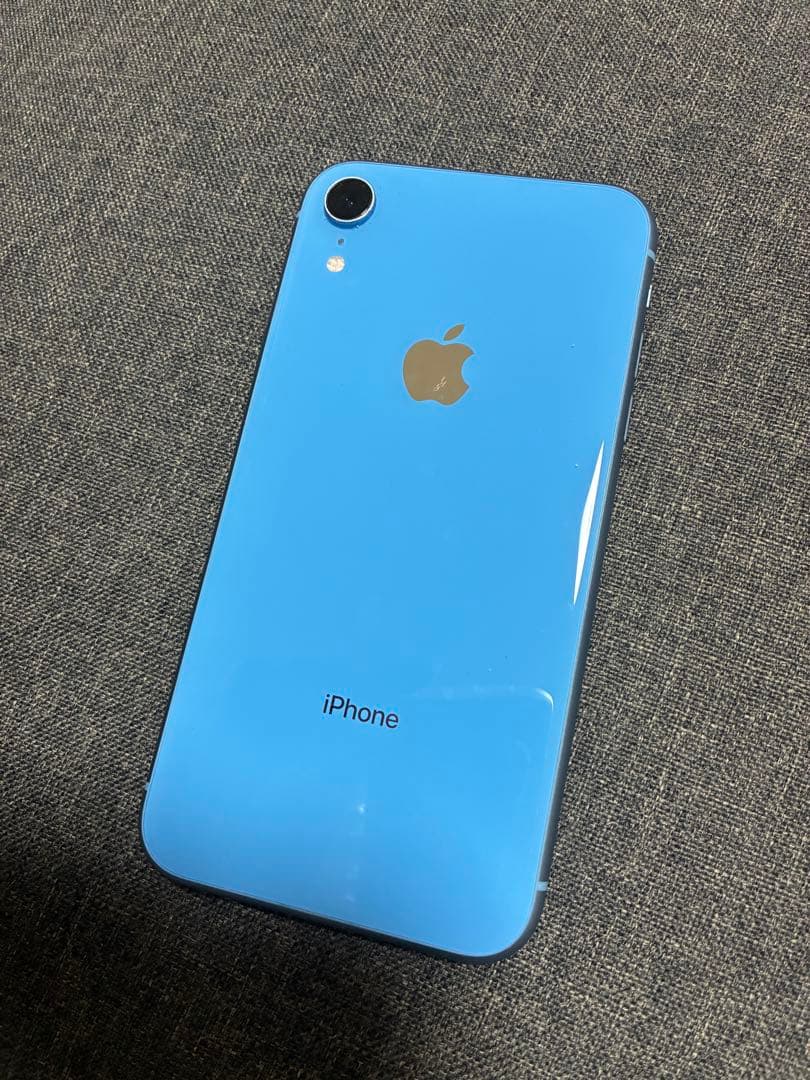 iPhone XR ブルー 本体 256GB 付属品付 予備充電器、保護フィルム