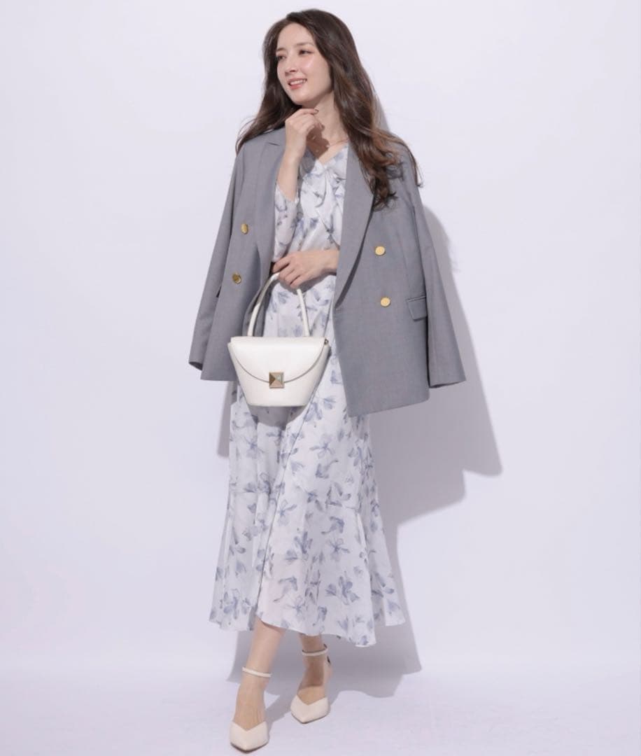 アプワイザーリッシェ ダブル釦テーラージャケット グレー S