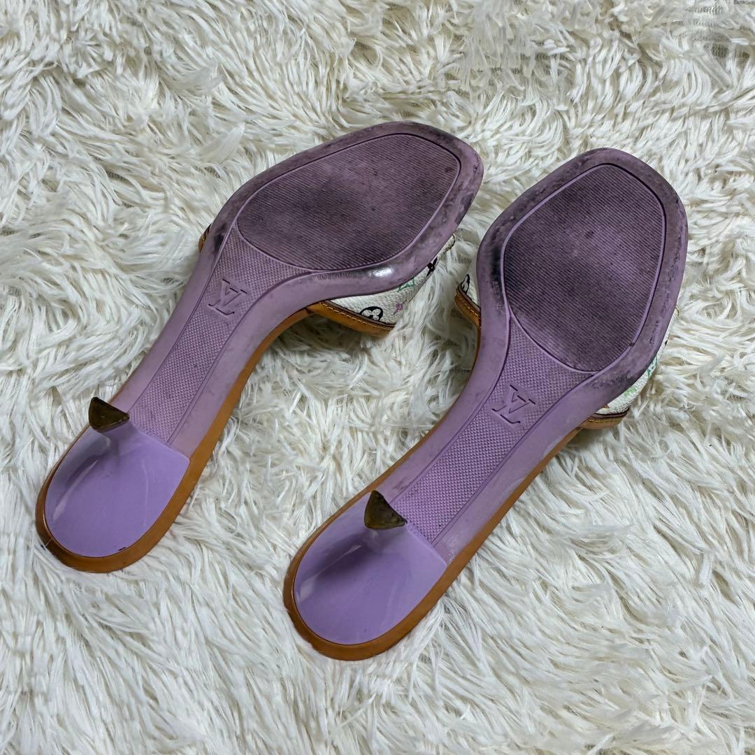 ルイヴィトン　モノグラムマルチカラー ミュール ホワイト×ラベンダー