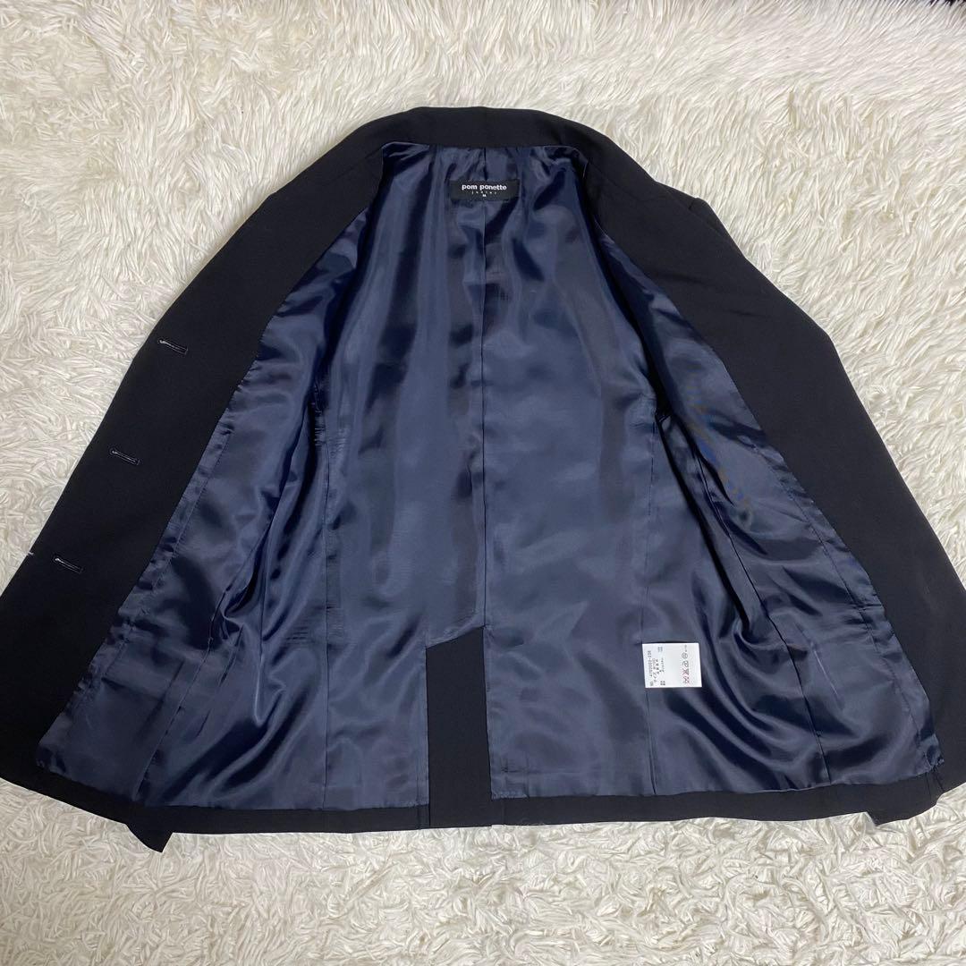 【未使用級】ポンポネット　フォーマル3点セット　ネイビー　150-160cm