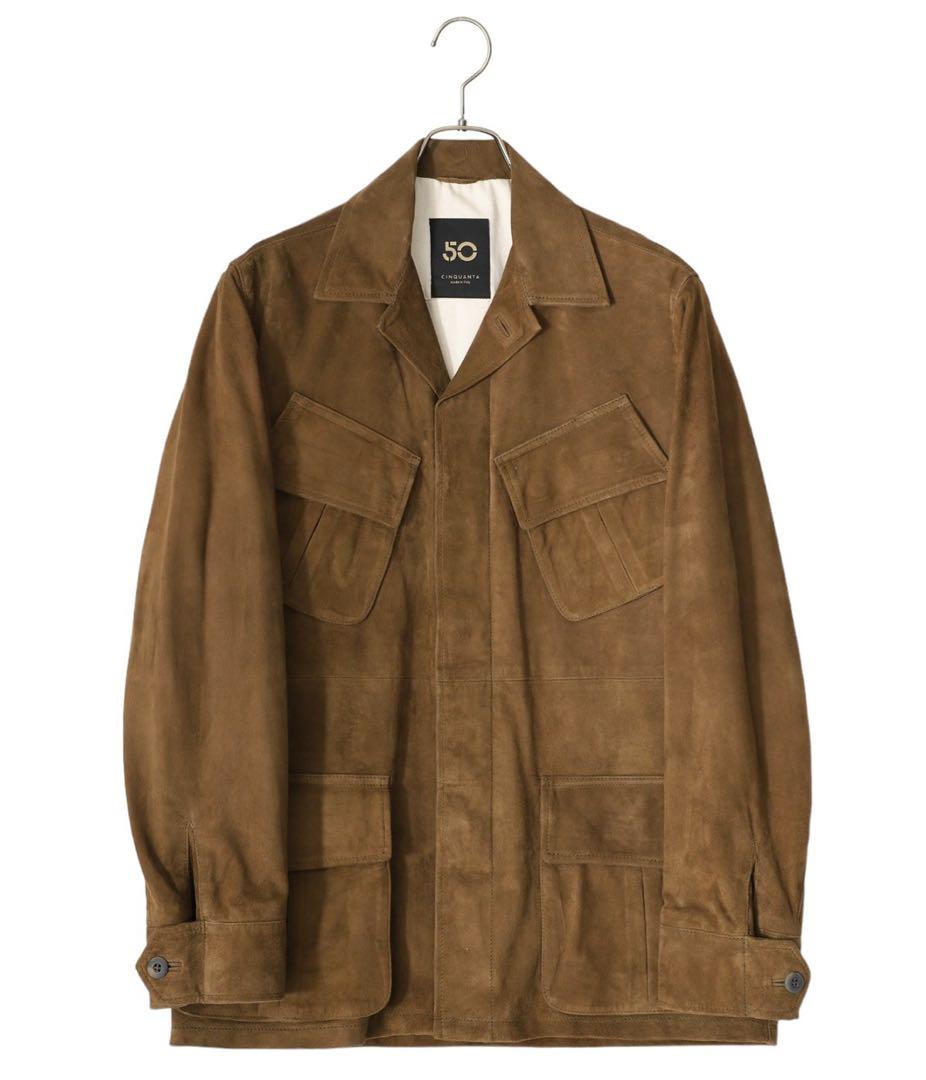 チンクワンタスエードファティーグジャケットブラウンサイズ50