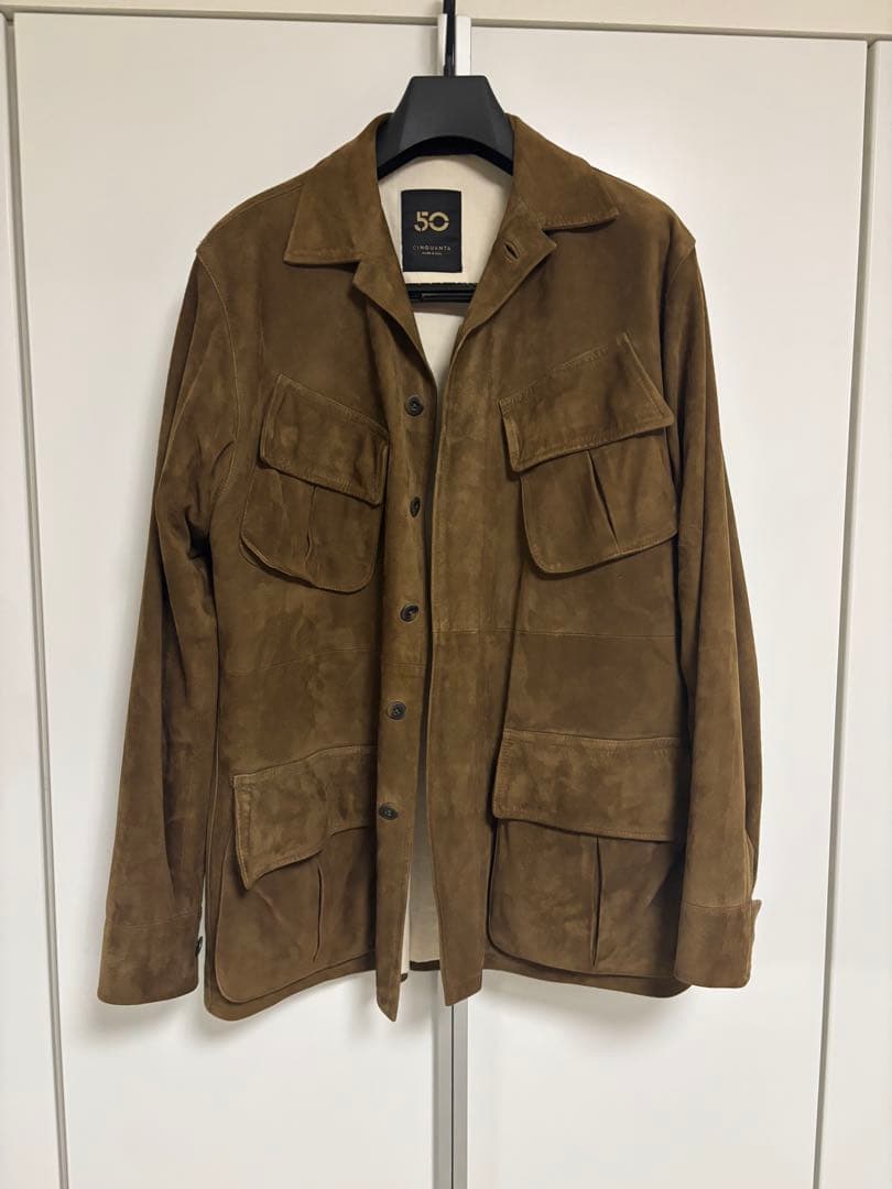 チンクワンタスエードファティーグジャケットブラウンサイズ50