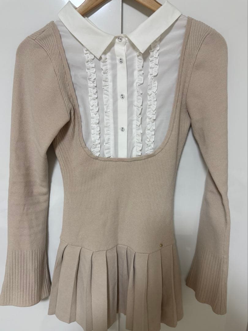 ワンピース andmary Lotta frill mini dress beige