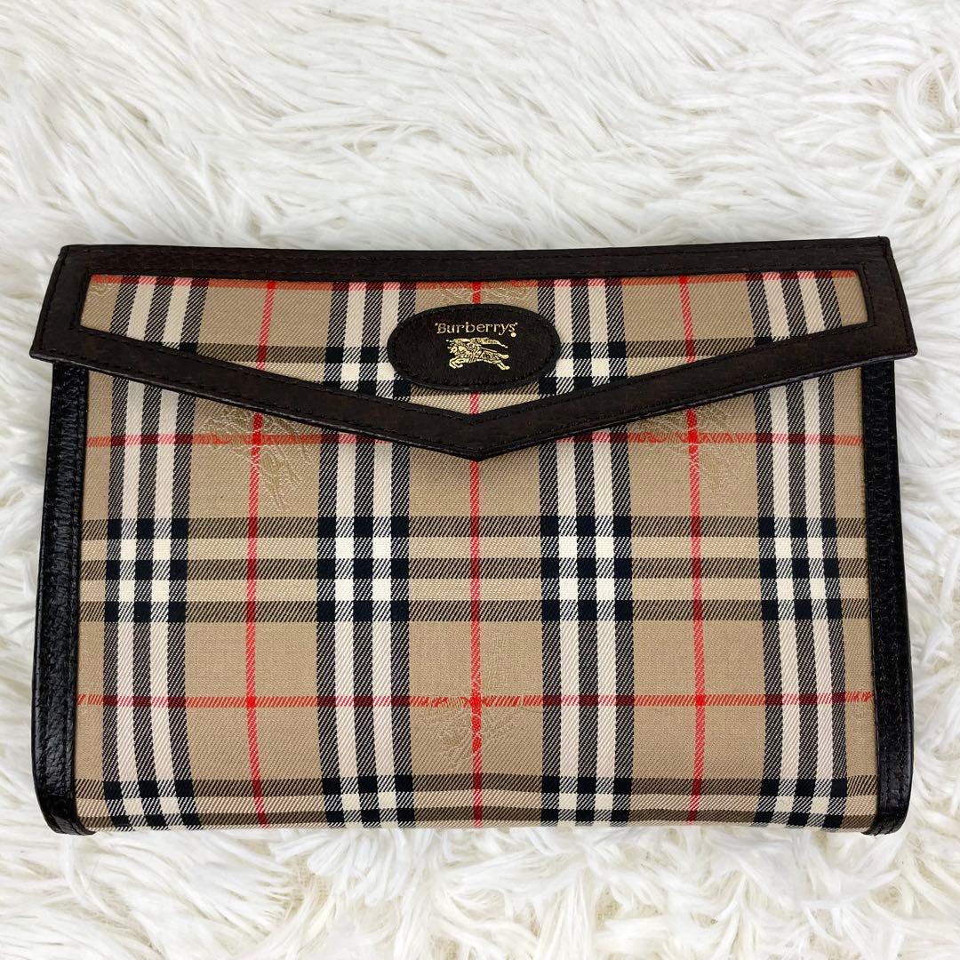 美品⭐️バーバリー ノバチェック シャドー ホースロゴ クラッチバッグ ポーチ金