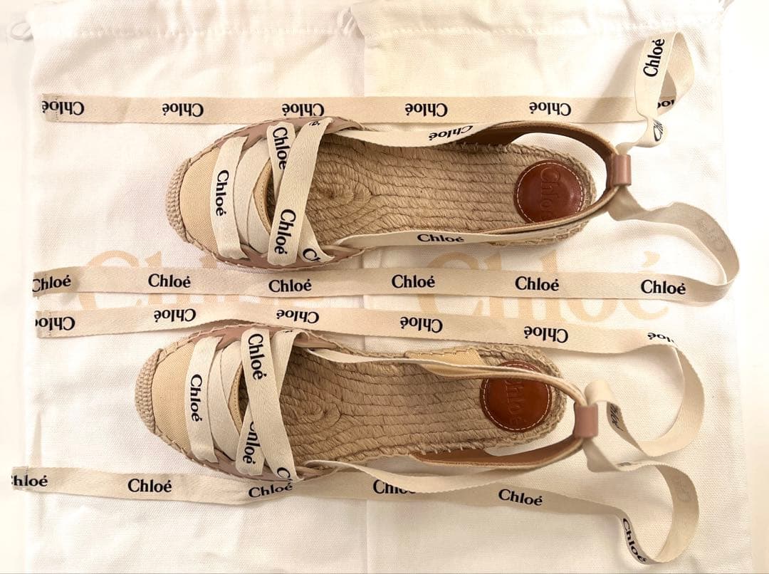 クロエ Chloe レースアップエスパ ドリーユフラット サンダル36