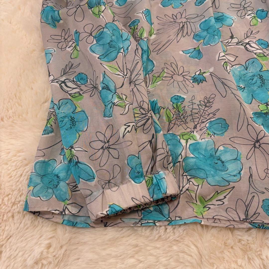 TOMORROWLAND アネモネプリント ギャザースタンドカラーブラウス 36